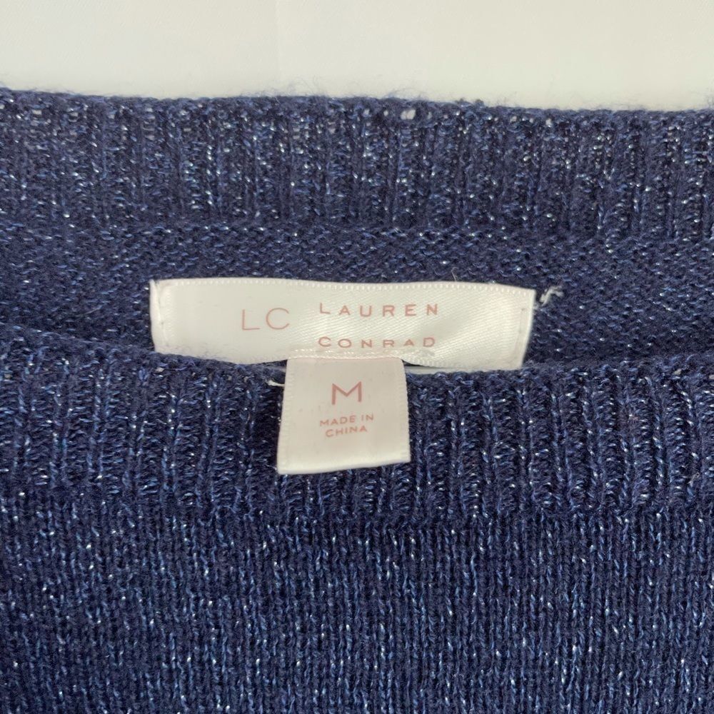 LC Lauren Conrad Navy Sparkly Crewneck Sweater M - Picture 5 of 7